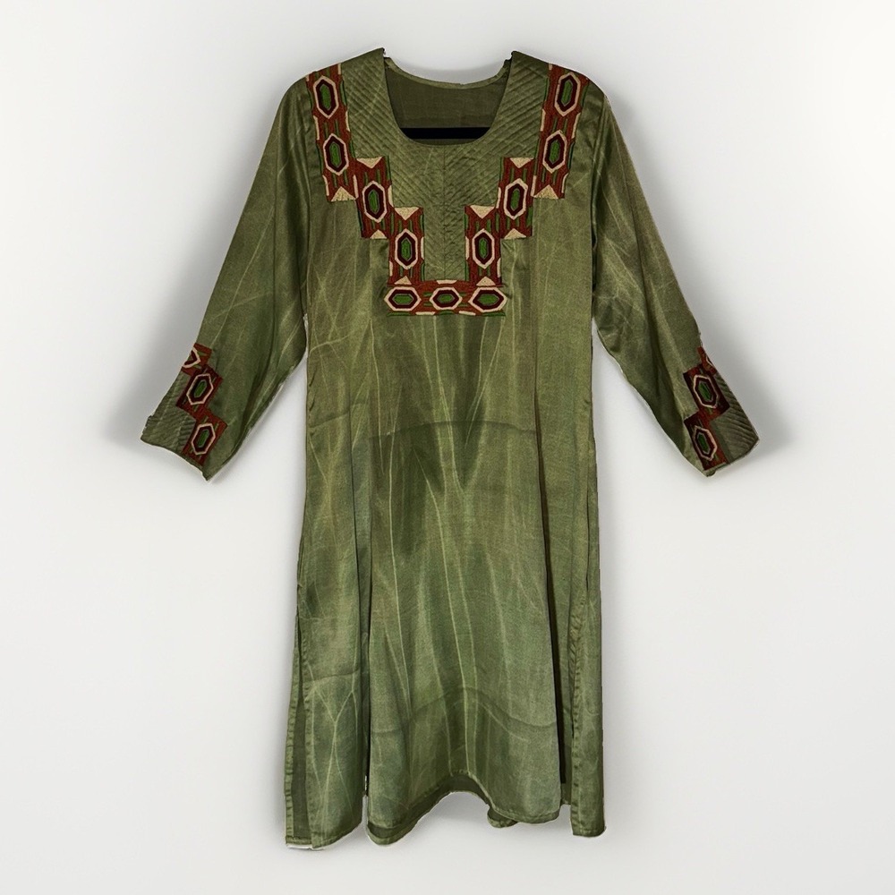 Renaissance Dress Kurti Womens Green Cosplay Costume Earthy Medieval Fantasy M/L